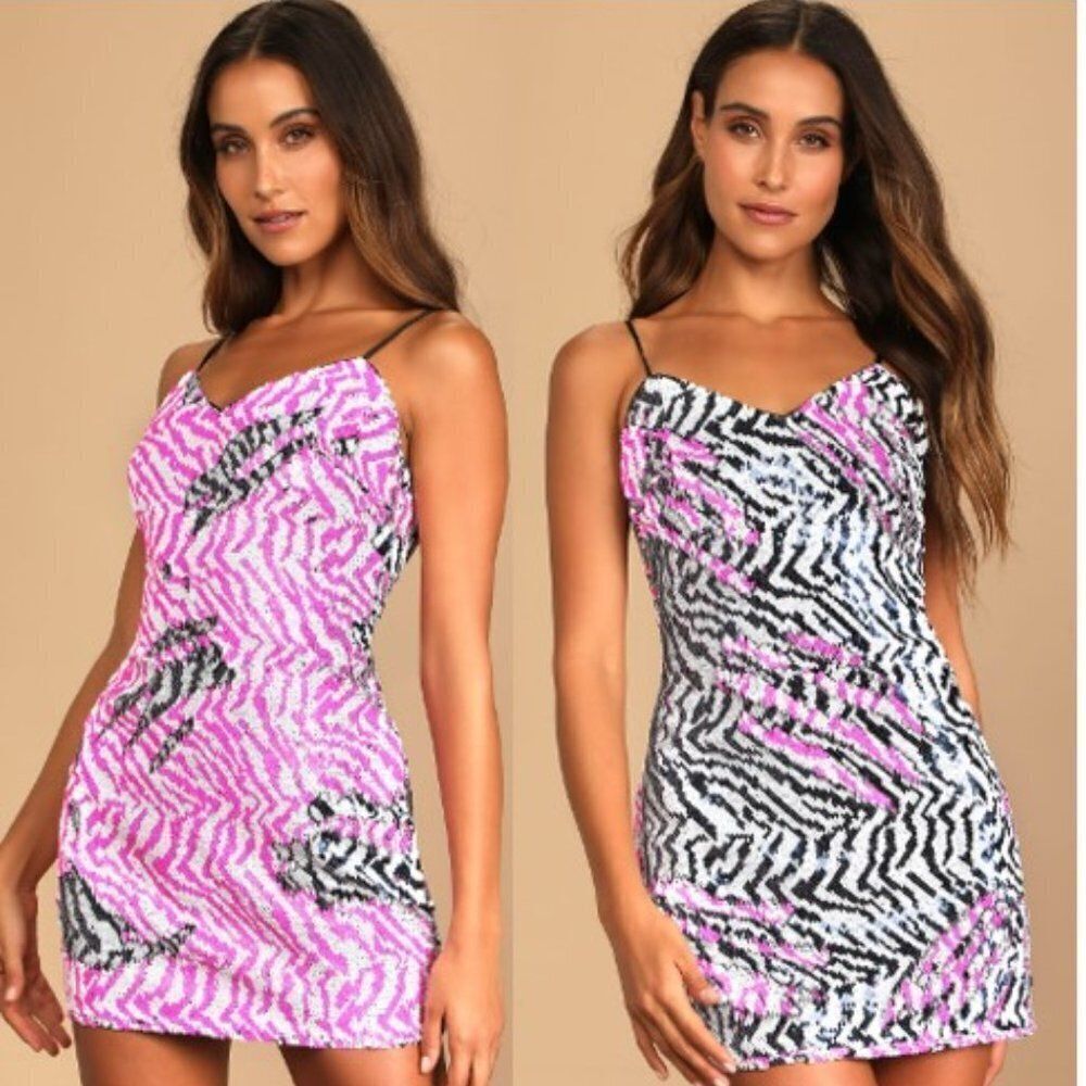 Lulu's Women's Reversible Sequin Bodycon Mini Party Dress
